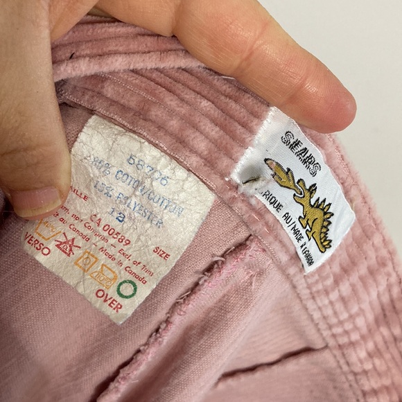 Vintage Corduroy Pants Womens 28 x 28 Pink Corduroy Pleated Baggy Taper 80s Mom - Picture 11 of 12